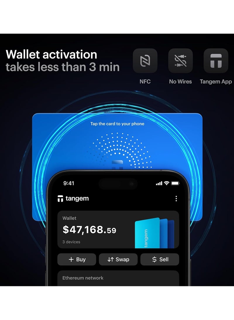 tangem محفظة العملات الرقمية الصلبة 2.0 [عبوة من 3 بطاقات] - هايبر بلو - Image 2